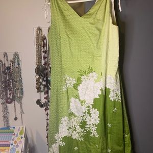 Fully lined green flowered summer dress